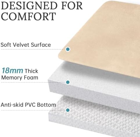 HUXMEYSON 3-Piece Memory Foam Bathroom Rug Set, Light Coffee - Image 4