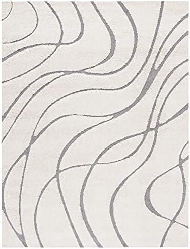 SAFAVIEH Florida Shag Rug 9'6"x13', Soft Plush Cream & Grey SG471-1180 - Image 2