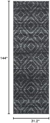 SAFAVIEH Adirondack Collection Runner Rug - 2'6" x 12', Dark Grey & Grey, Modern Diamond Distressed Design, Non-Shedding & Easy Care, Ideal for High Traffic Areas in Living Room, Bedroom (ADR131F) - Image 2
