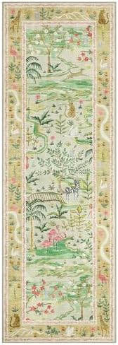 Long Runner Rug for Hallway 2x8 Whimsical Woodland Throw Runner Carpet Non Slip Stain Resistant Nursery Forest Runner Mat Washable Safari Animal Rugs for Living Room Kitchen Bedroom, Sage Green - Image 4