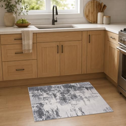 Entrance Rugs Indoor 2x3 Dark Grey Entry Rug Washable Abstract Small Area Rug Non-Slip Low Pile Throw Rugs for Entryway, Kitchen Floor, Front Door Indoor Door Mat, Bathroom, Bedroom Bedside - Image 3