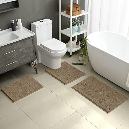 HOMEIDEAS Bathroom Rugs Set of 3, Super Soft Absorbent Chenille Bath Rugs - Image 2