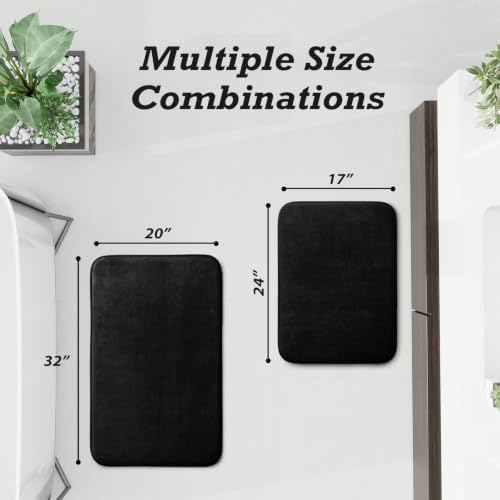 HUXMEYSON Bathroom Rugs Sets 2 Piece, Non-Slip & Quick Dry Bath Mat Set, Ultra Soft Velvet Bath Rugs for Bathroom, Toilet and Shower Floor, Black - Image 2