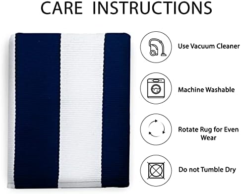 IOHOUZE 3x5 Striped Area Rug, Washable Front Porch Doormat, Navy/White - Image 5