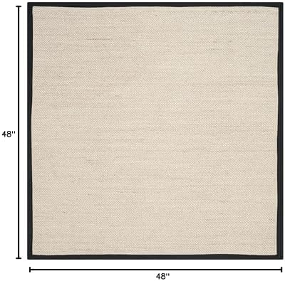 SAFAVIEH Natural Fiber Square Rug 4' Textured, Marble & Black NF143A - Image 2