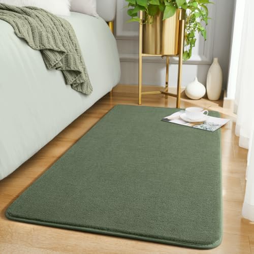 Amearea Modern Washable Runner Rugs, 2x4 Sage Green Bedroom Runner Rug by AmeareaDirect