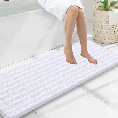 Smiry Bathroom Rugs 47X17, Extra Soft Rubber Backing Chenille Bath Mats by Smiry