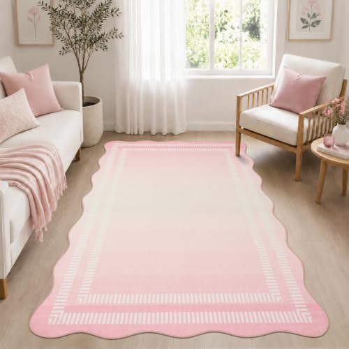 Washable 3x5 Rug, Soft Non Slip Ombre Pink Rugs for Bedroom Girls - Image 2