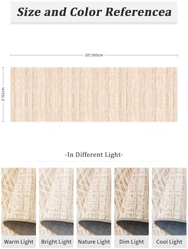 Miukiki 2x10 Runner Rug for Living Room Washable Non Slip Hallway Rug Beige - Image 2