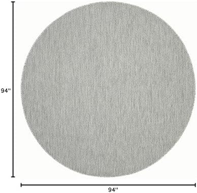 SAFAVIEH Outdoor Round Rug 7'10" - Courtyard Collection - Coastal Design, Grey & Navy, Durable & Easy Cleaning, Ideal for Patio, Entryway, Mudroom, Backyard (CY8022-36812) - Image 2