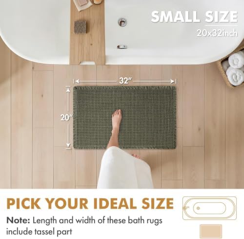 MIULEE Set of 2 Waffle Bathroom Rugs Boho Bath Mat Green 20x32 Inch - Image 2