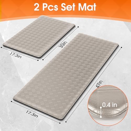 TranquilRelax 2-Piece Kitchen Mats, Cushioned Non-Slip Floor Mats, Taupe - Image 2