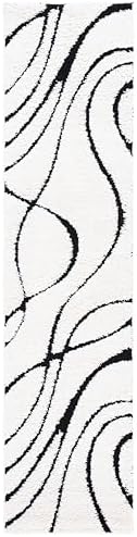SAFAVIEH Florida Shag Runner Rug 2'3"x7', Soft Ivory & Black SG471-1290 - Image 3