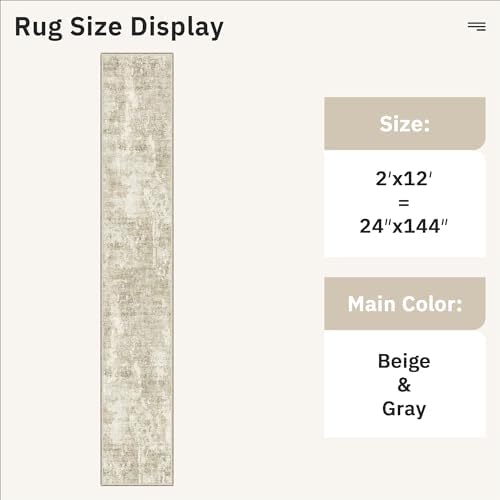 Soalmost Abstract Runner Rug 2x12 Hallway Kitchen Runners Beige/Gray - Image 5