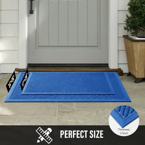 HIYARD Sturdy Front Door Mat, Absorbent Muddy Dirt Resist Welcome Door Mats Outdoor Indoor, Stain and Fade Resistant, Non-Slip Backing Entry Mat Low Profile Doormat for Entryway, 29×17, Royal Blue - Image 6