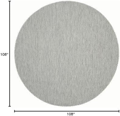 SAFAVIEH Courtyard Outdoor Round Rug 9', Modern Grey & Navy CY8022-36812 - Image 2