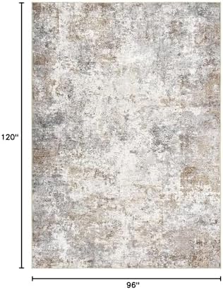 UERMEI 8x10 Area Rug Living Room Rugs Washable Neutral Brown Grey Carpet - Image 2