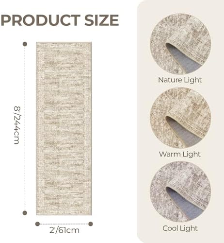 2x8 Runner Rug Non Slip,Washable Hallway Runner Rug,Brown - Image 2