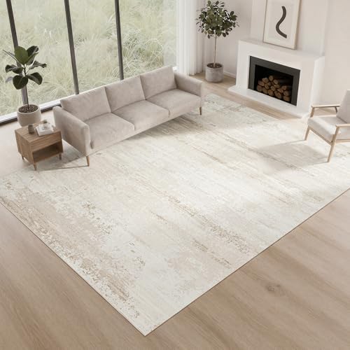 8x10 Neutral Washable Area Rugs for Living Room,Bedroom,Dining Room- Beige by Lbris