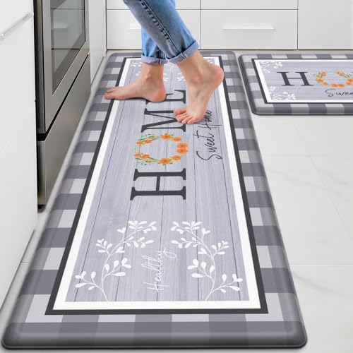 Kitchen Mats 2PCS, Anti Fatigue Rugs, 17.3x30+17.3x47.2in, Grey by Unknown