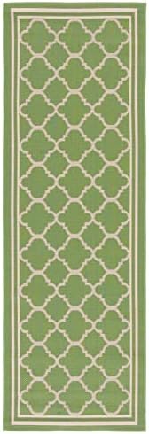 SAFAVIEH Washable Rug Outdoor Courtyard Collection - 2'3" x 22' Runner, Green & Beige, Non-Shedding & Easy Cleaning, Ideal for Patio, Entryway, Mudroom, Hallway, Kitchen (CY6918-244) by Unknown