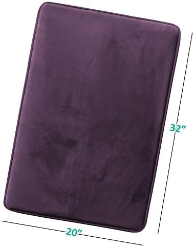 Clara Clark Bathroom Rugs, Velvet Memory Foam Bath Mat, Non-Slip, Machine Washable Bath Rugs - Dries Quickly, Ultra Soft Plush Bath Mats for Bathroom, 20 x 32, Dark Purple - Image 3