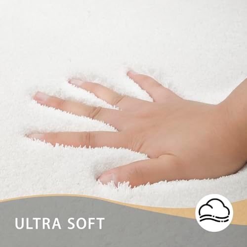 MINIDEAR Bathroom Rugs 24x17 Pure White - Thick Memory Foam Bath Mat, Ultra Soft & Plush Fluffy, Non-Slip, Quick Dry, Absorbent Washable Floor Mat for Tub, Toilet, Home Decor Accessories - Image 3