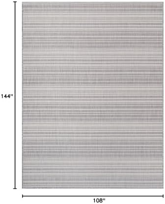 Luul Home Stripe Outdoor Rug 9x12 Washable Outside Carpet for Indoor Patio Porch Waterproof Easy Cleaning Non Shedding Area Rugs Gray 9 x 12 - Image 2
