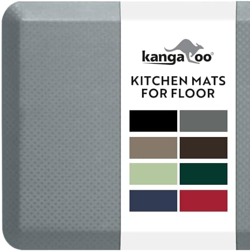 KANGAROO Cushioned Anti Fatigue Kitchen Mats for Floor, 20x48 Grey by Kangaroo