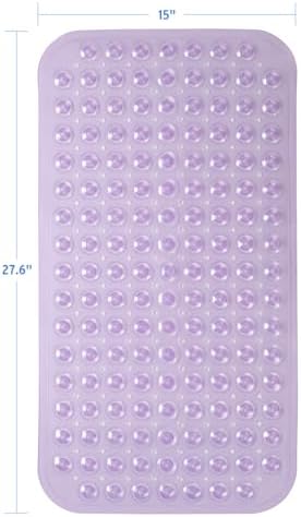 AmazerBath Bath Tub Mat, Medium Size 27.6 x 15 Inches Non-Slip Shower Mats with Suction Cups and Drain Holes, Bathtub Mats Bathroom Mats Machine Washable (Clear Purple) - Image 5