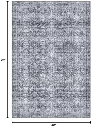 Sasttie 4x6 Area Rugs, Ultra-Soft Washable Rug for Living Room, Black Grey - Image 2