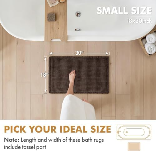 MIULEE Set of 2 Waffle Bathroom Rugs Boho Bath Mat Chocolate 18x30 Inch - Image 2