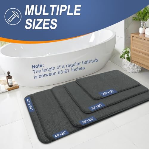 OLANLY Memory Foam Bathroom Runner Rug 45x27, Absorbent Long Mat, Dark Grey - Image 5