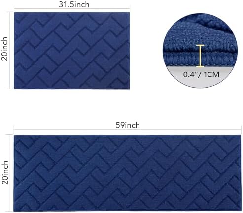 hicorfe Kitchen Runner Rug,20"x59"+20"x32" Kitchen Set,Non-Slip Kitchen Mat - Image 2