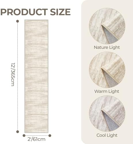 2x12 Runner Rug Non Slip,Washable Hallway Runner Rug,Brown - Image 2