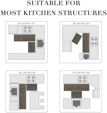 BSICPRO Kitchen Rugs Sets of 2, Non Slip Kitchen Mats for Floor, Black - Image 5