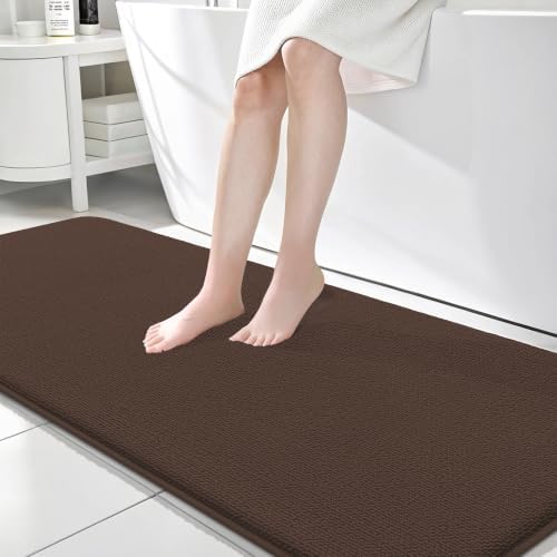 OLANLY Memory Foam Bathroom Runner Rugs 70x24, Absorbent Long Mat, Brown by OLANLY