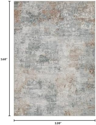 Tortania Area Rug Living Room Rugs - 10x14 Washable Large Soft Neutral Boho Moroccan Bohemian Farmhouse Rug Indoor Floor Carpet for Bedroom Under Dining Table Home Office Decor - Grey Brown - Image 2
