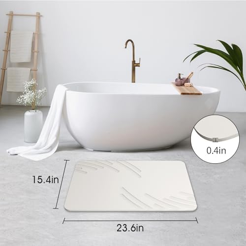 Stone Bath Mat Diatomaceous Earth Shower Mat Non Slip Super Absorbent White - Image 2