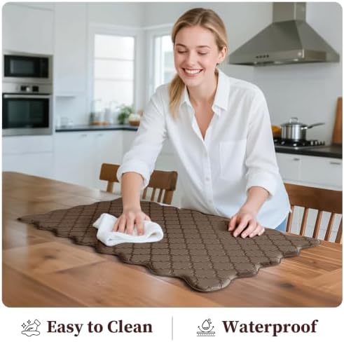 Arenarug Upgrade Scalloped Kitchen Mats for Floor 2PC, Brown Kitchen Rugs - Image 6