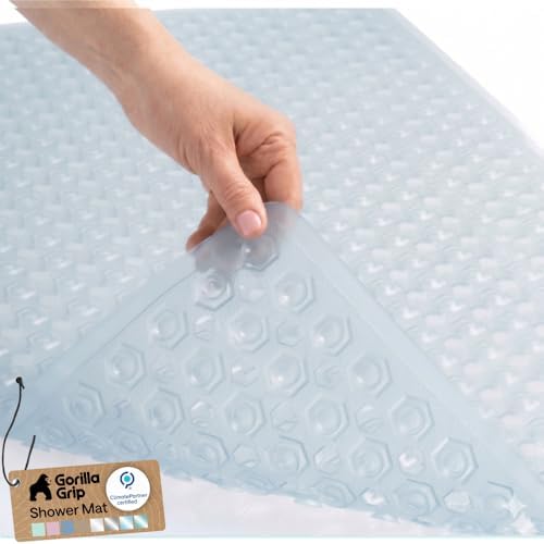 GORILLA GRIP Bath Tub Shower Mat, Bathtub Floor Liner, 35x16 Frosted Ice by GorillaGrip