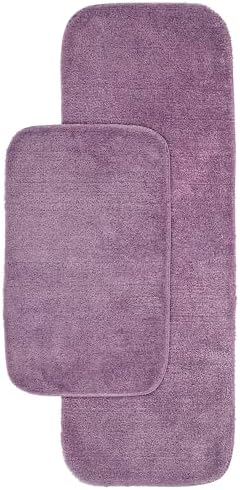 Garland Rug Traditional Nylon Washable Purple 2 Bath Rugs (21" X 34", 22" X 60") - Soft, Absorbent, and Stylish for Your Bathroom by Garland+Rug