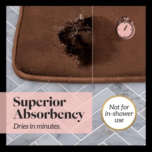 Memory Foam Bath Mat Non Slip Absorbent Super Cozy Velvet Bathroom Rug Carpet (24 inches X 48 inches, Brown) - Image 5
