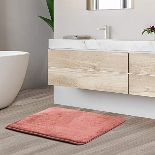 Clara Clark Bathroom Rugs, Velvet Memory Foam Bath Mat, Non-Slip, Machine Washable Bath Rugs - Dries Quickly, Ultra Soft Plush Bath Mats for Bathroom, 17 x 24, Misty Rose - Image 2