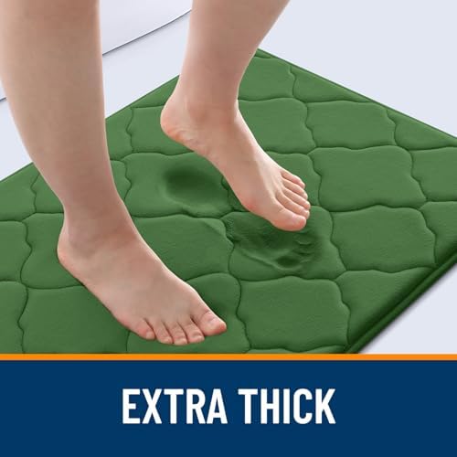 OLANLY Memory Foam Bath Mat Rug 44x24, Soft Bathroom Rugs, Olive Green - Image 3