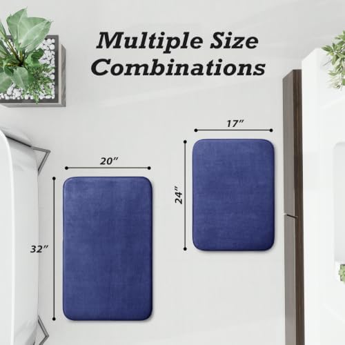 HUXMEYSON Bathroom Rugs Sets 2 Piece, Non-Slip & Quick Dry Bath Mat Set, Ultra Soft Velvet Bath Rugs for Bathroom, Toilet and Shower Floor, Royal Blue - Image 2