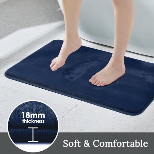 HUXMEYSON 3-Piece Memory Foam Bathroom Rug Set, Navy - Image 3