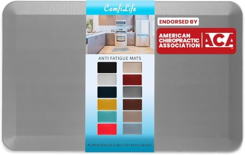 ComfiLife Anti Fatigue Floor Mat – 3/4 Inch Thick Kitchen Mats for Floor, Standing Desk Mat, Kitchen Rug – Comfort at Home, Office – Durable – Stain Resistant – Non-Slip Bottom (20" x 39", Gray) by ComfiLife