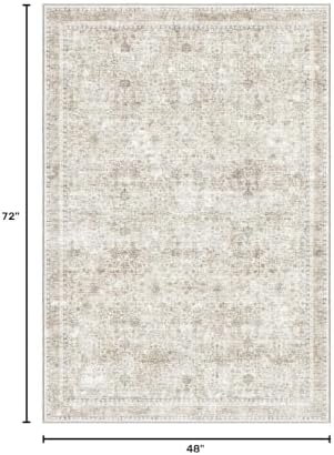 Sasttie 4x6 Area Rugs, Ultra-Soft Washable Rug for Living Room, Beige - Image 2
