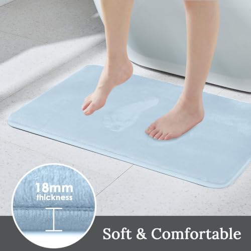 HUXMEYSON 3-Piece Memory Foam Bathroom Rug Set, Light Blue - Image 3